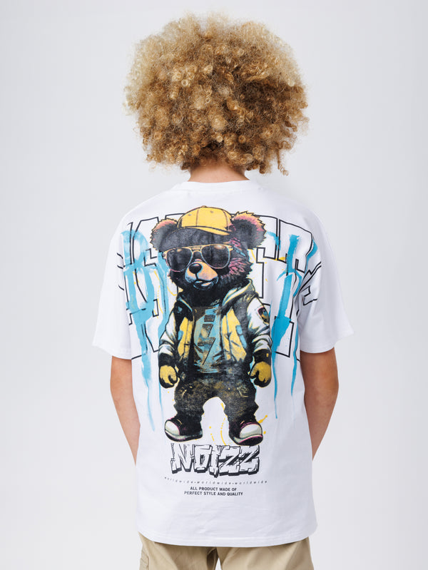 חולצת טי 100% כותנה עם הדפס דוב גרפיטי