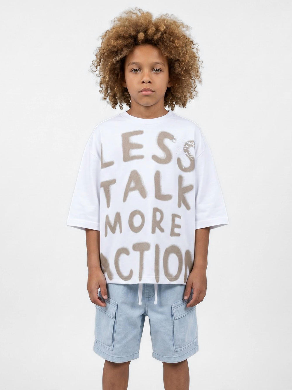 טי שירט לילד  LESS TALK