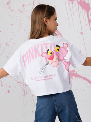טי שירט קצרה לילדה PINK PANTHER