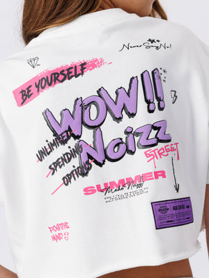 חולצת טישירט לילדה קרופ כותנה WOW NOIZZ