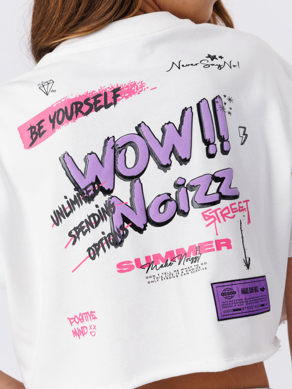 חולצת טישירט לילדה קרופ כותנה WOW NOIZZ