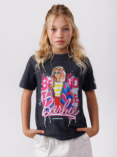 טי שירט לילדה באפקט שטיפה Barbie