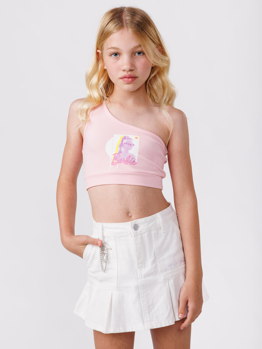 טופ אסימטרי לילדה BARBIE