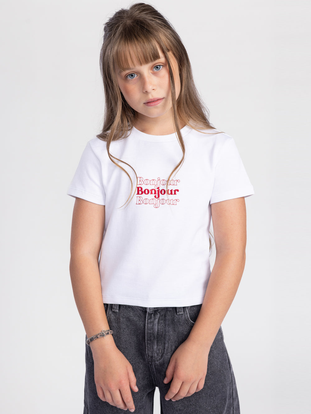 טי שירט Bonjour לילדה