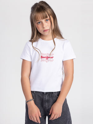 טי שירט Bonjour לילדה