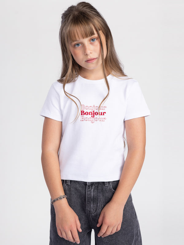 טי שירט Bonjour לילדה